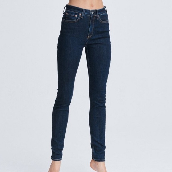 Rag & Bone Nina Hi Rise Skinny Jeans Stretch Marine Blue Contrast Stitching - Picture 11 of 15